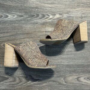 Dolce Vita Berret Mules Sandals 8.5 Leopard Print Open Toe Block Chunky Heels